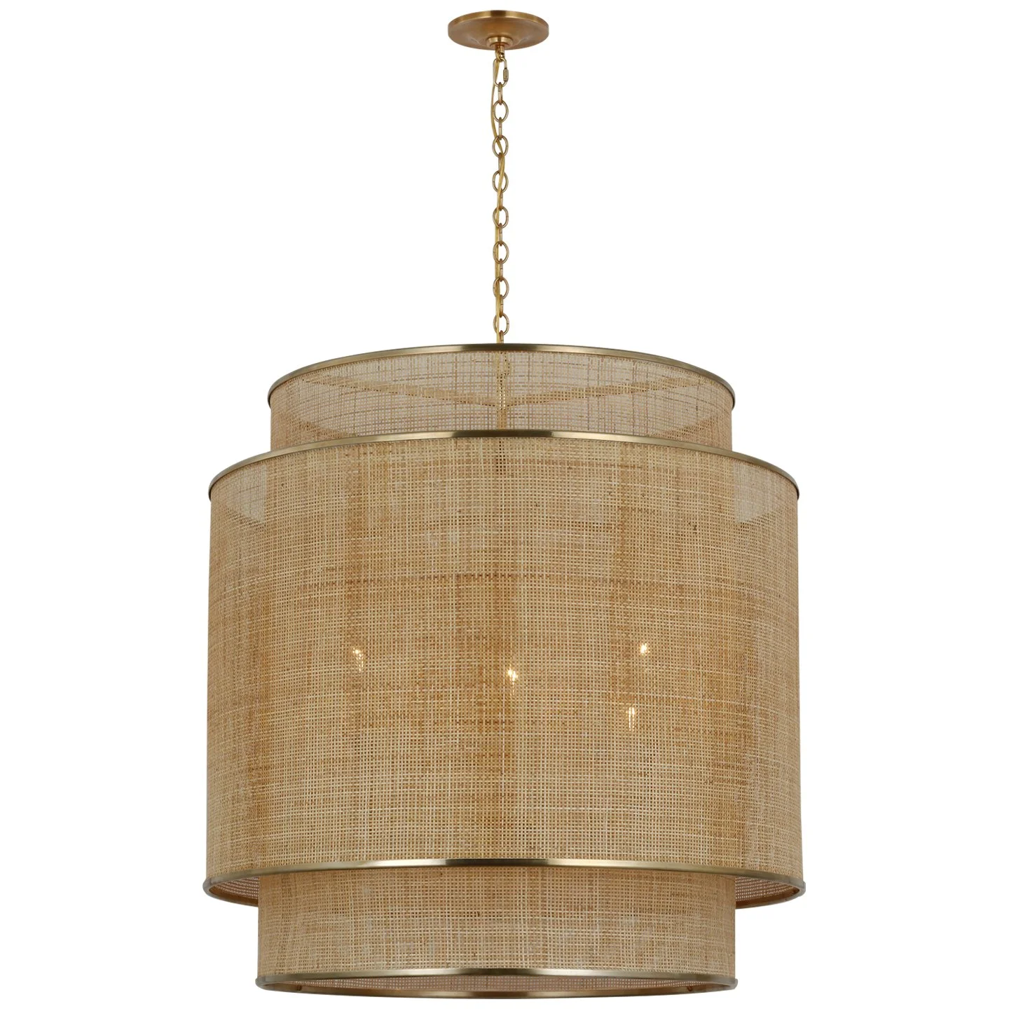 Linley Extra Large Hanging Shade – Rattan Pendant with Brass or